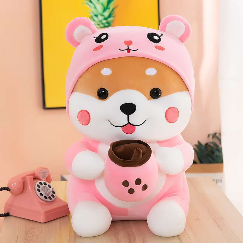 Milk tea dog Internet celebrity super cute plush toy transformed into a dog doll creative Shiba Inu scissors machine doll