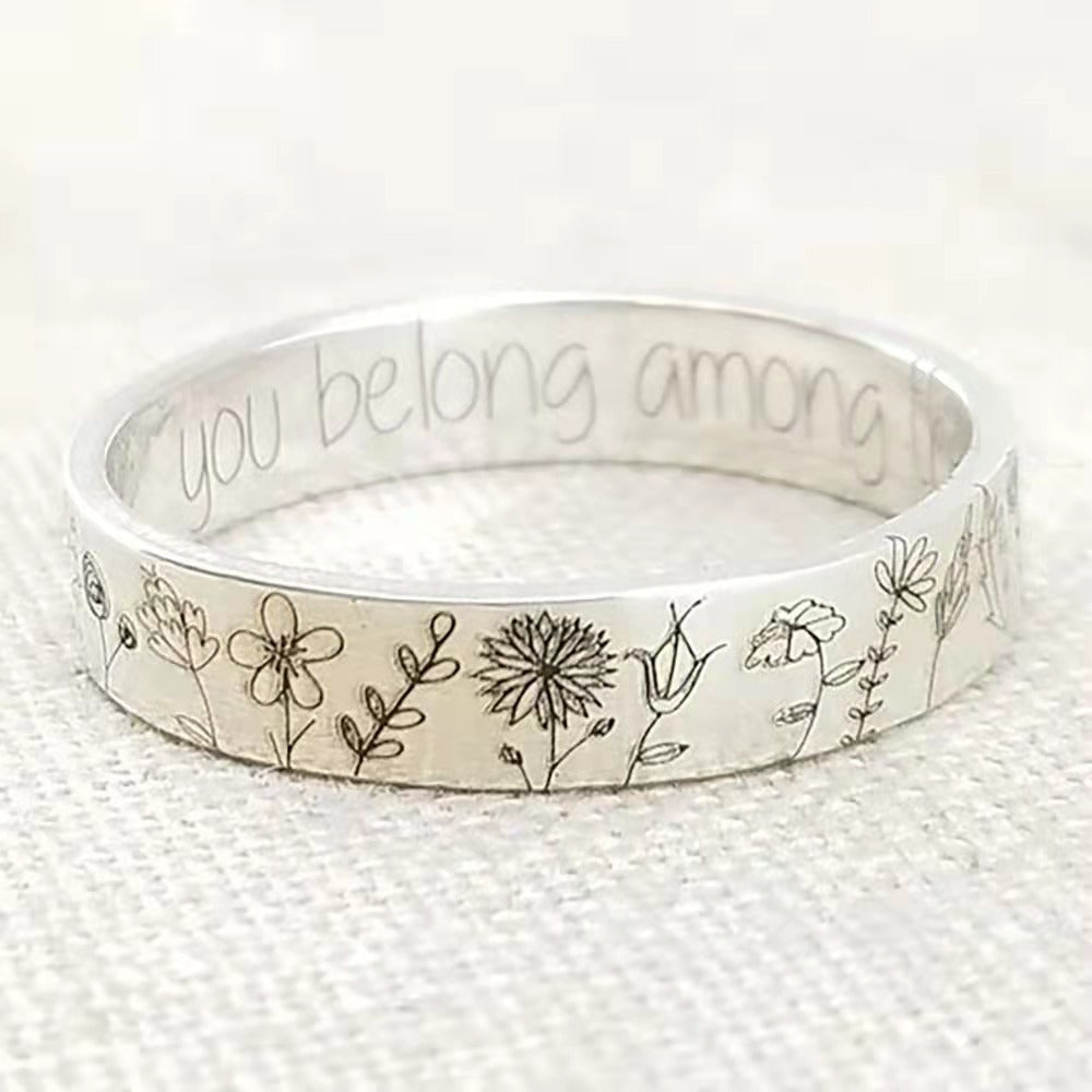 You Belong Among the Wildflowers" Dandelion Garden Ring