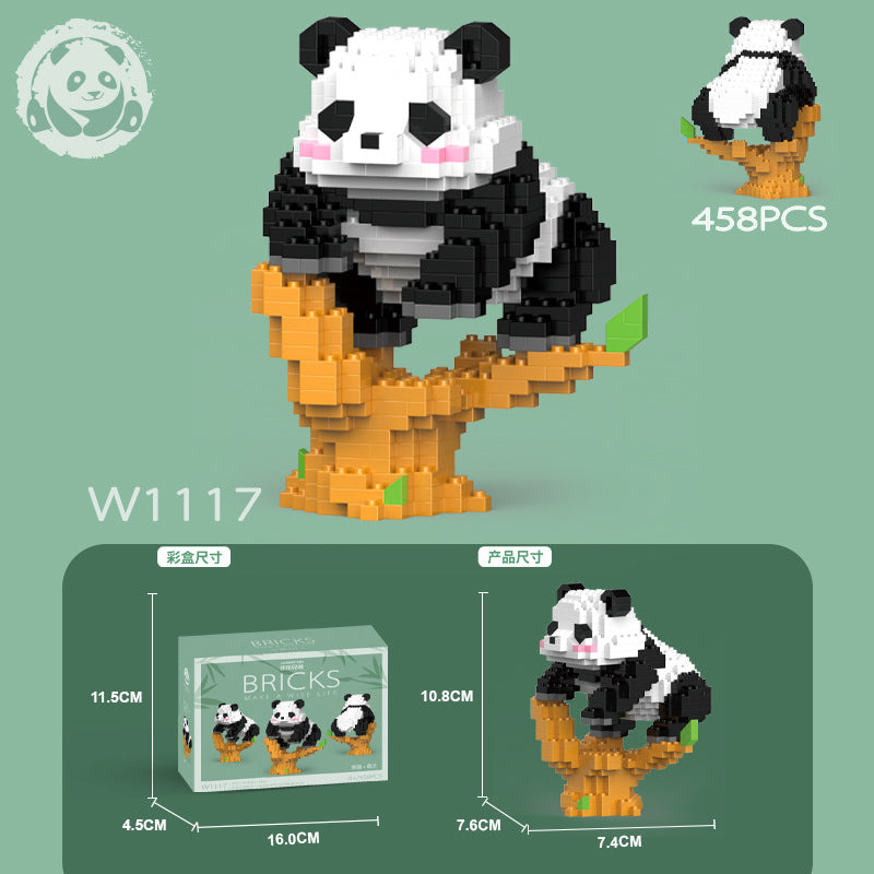 Mini Panda Building Blocks - Flower-Themed Educational Toy with Tiny Pieces, Ideal Gift for Creative Play