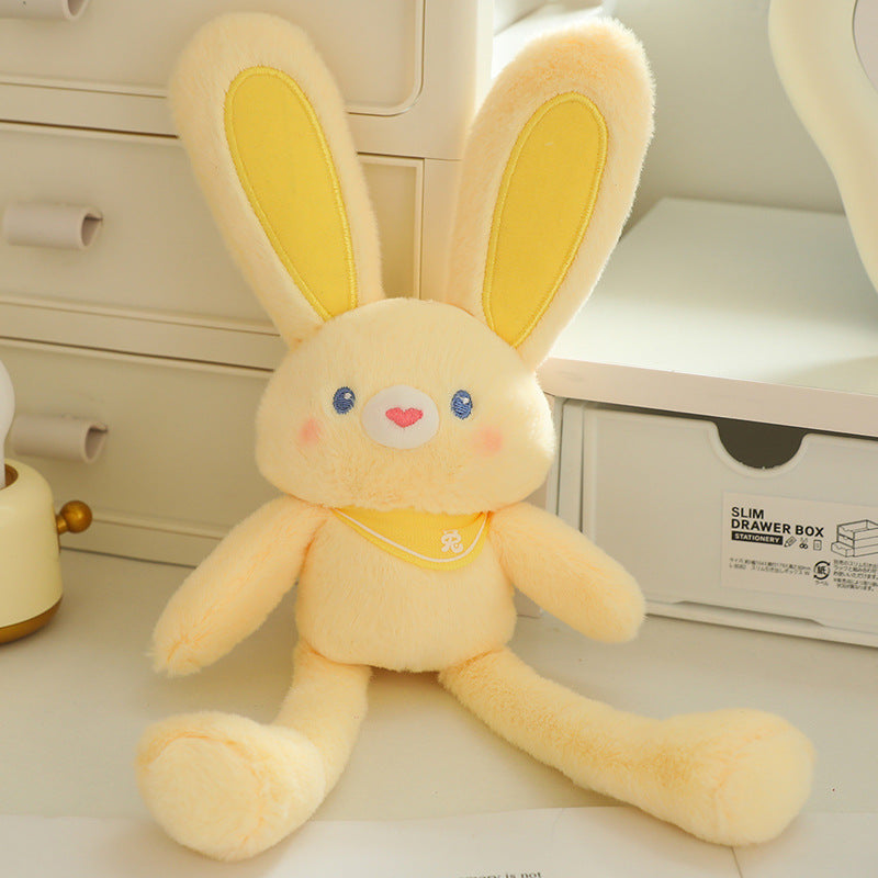 Dopamine Pull-String Rabbit Plush Keychain - Cute Bunny Plush Toy, Backpack Charm, and Heartfelt Gift