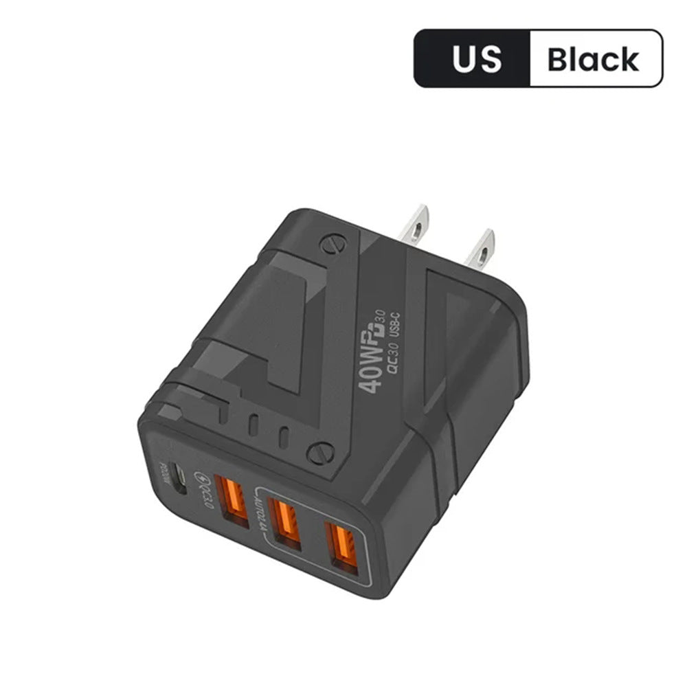 Mecha-Style Multi-Port Phone Charger - 5V 2A Adapter for Android & Apple Devices, EU/US/UK Plug