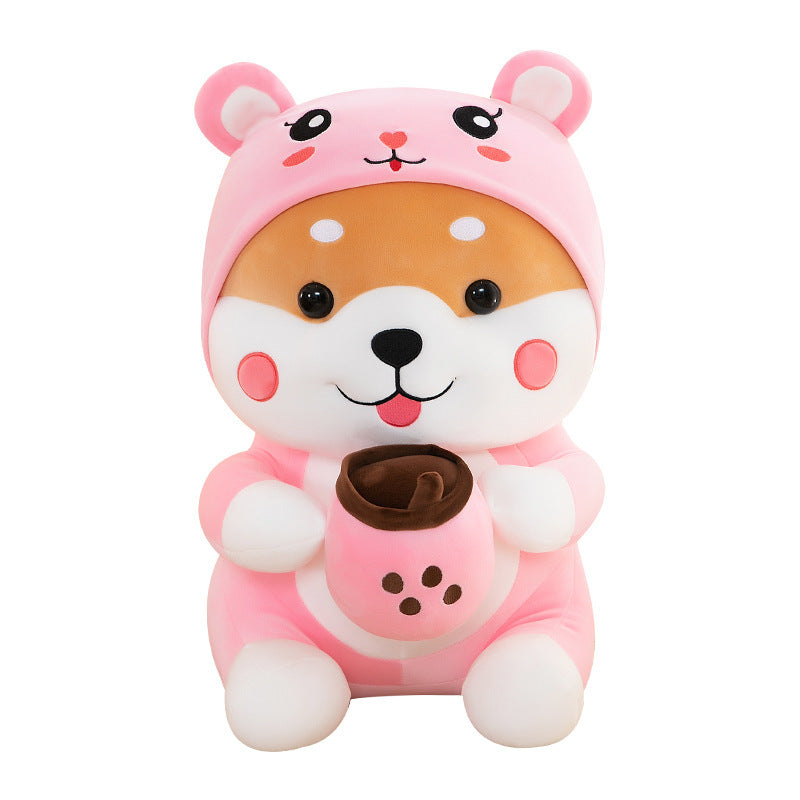 Milk tea dog Internet celebrity super cute plush toy transformed into a dog doll creative Shiba Inu scissors machine doll