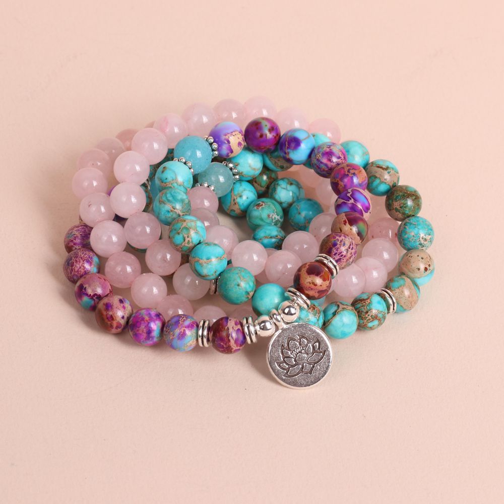 Tibetan Purple Miano Real Bead Harmony Lotus Mala