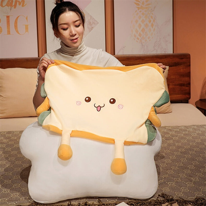 Toast Bread Plush Pillow - Soft Stuffed Toy Cushion - Bedside Bread Doll - Gift for Students