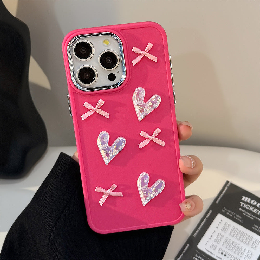 Pink love bow mobile phone case 6D design suitable for Apple series