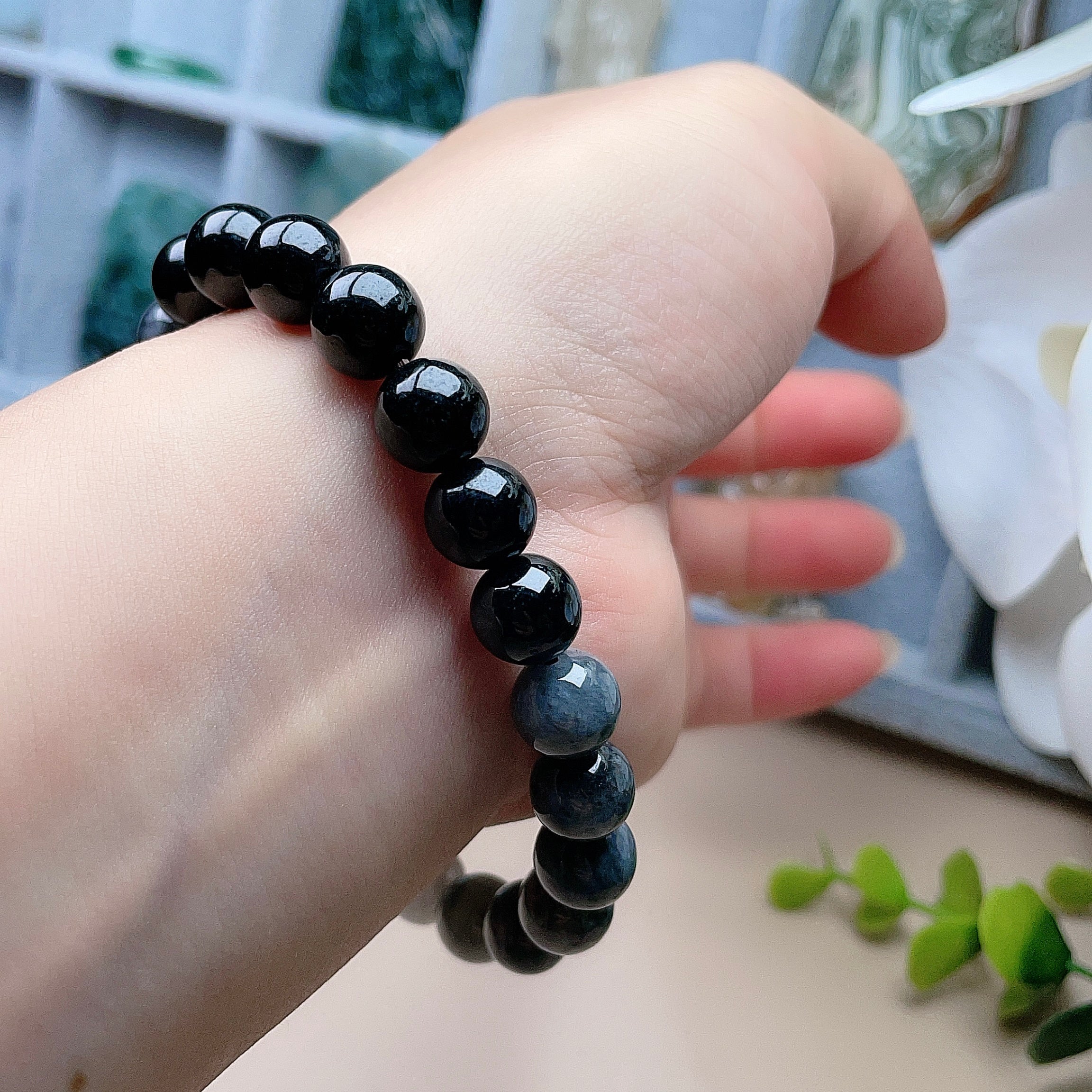 Natural Jade 9mm Black Jade Bracelet