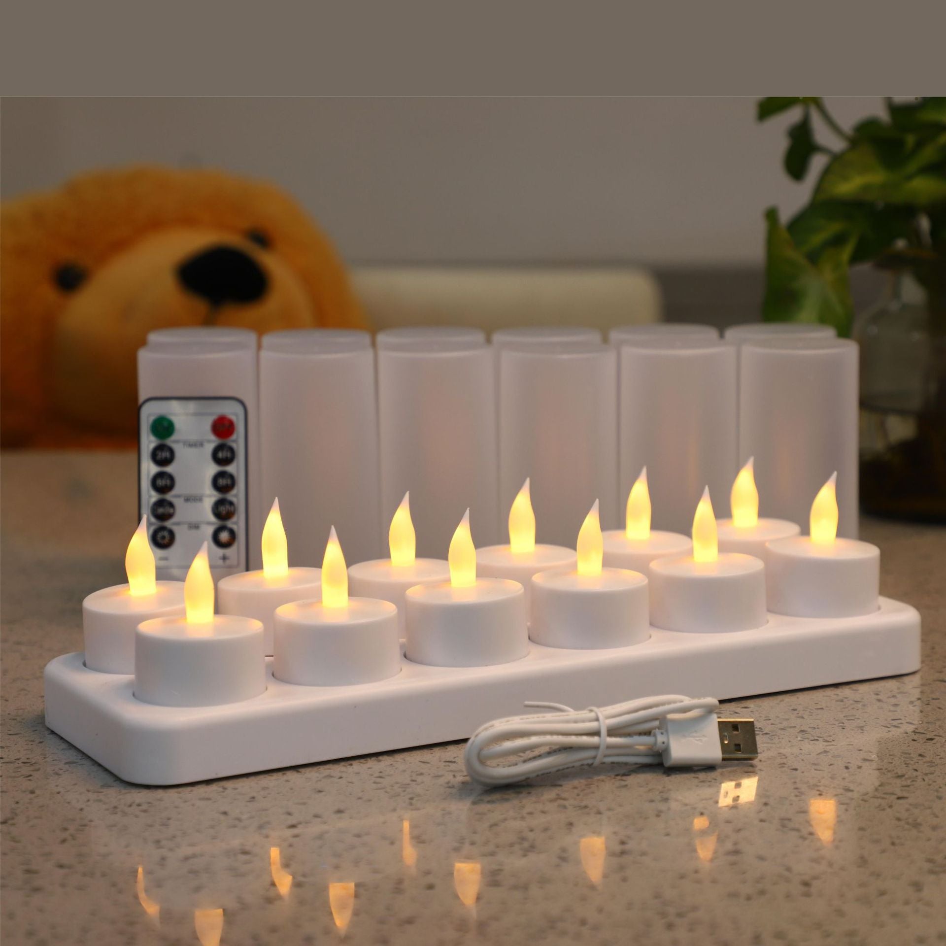 Rechargeable LED Candle Lights - 12-Piece Set for Birthday Gifts and Ambiance Decoration, Flameless Tea Lights