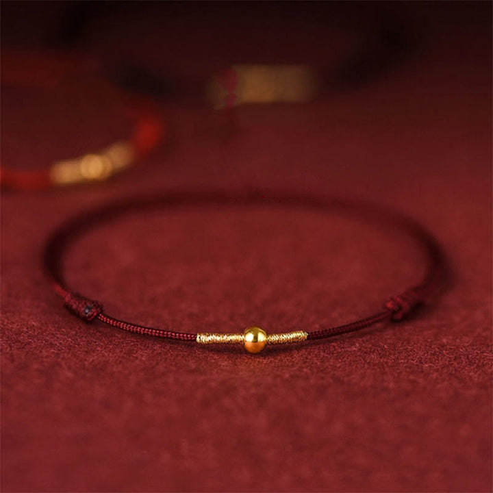 999 Pure Gold Gold Beads Protective Braided Rope Bracelet Anklet