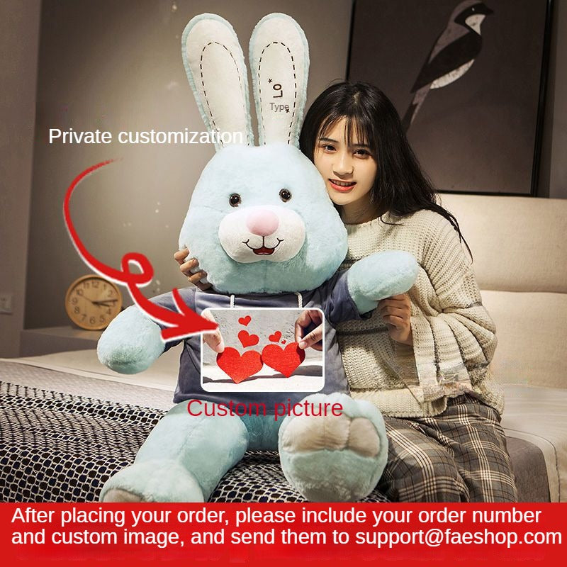 Customizable Large Plush Bunny in Hoodie - Cute Stuffed Animal Pillow for Girls - Personalized Gift