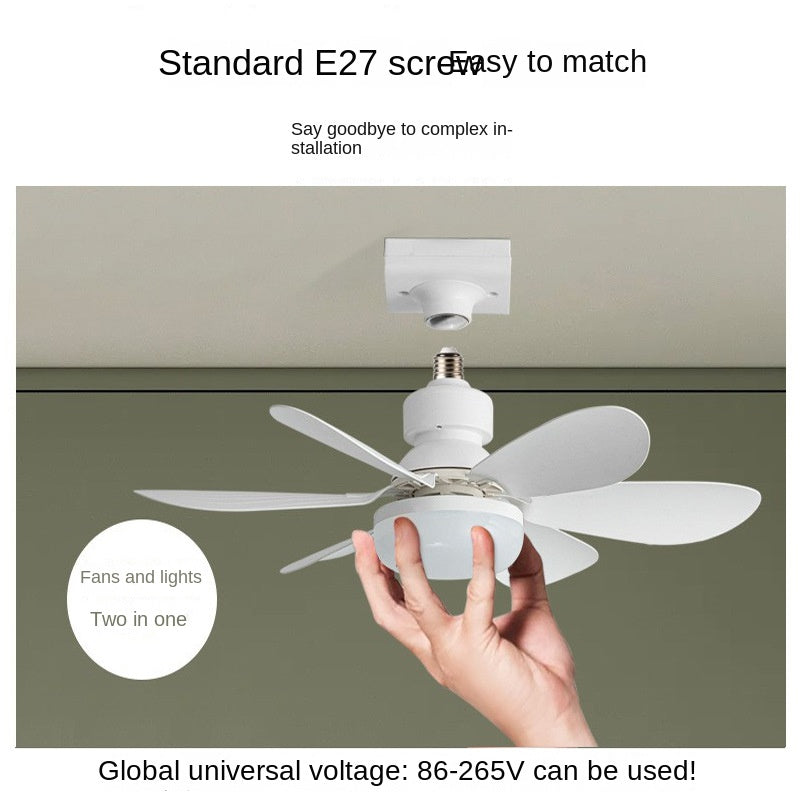 Remote Control LED Ceiling Fan Light - Silent, Adjustable Speed and Brightness, E27 Base Oscillating Fan Bulb