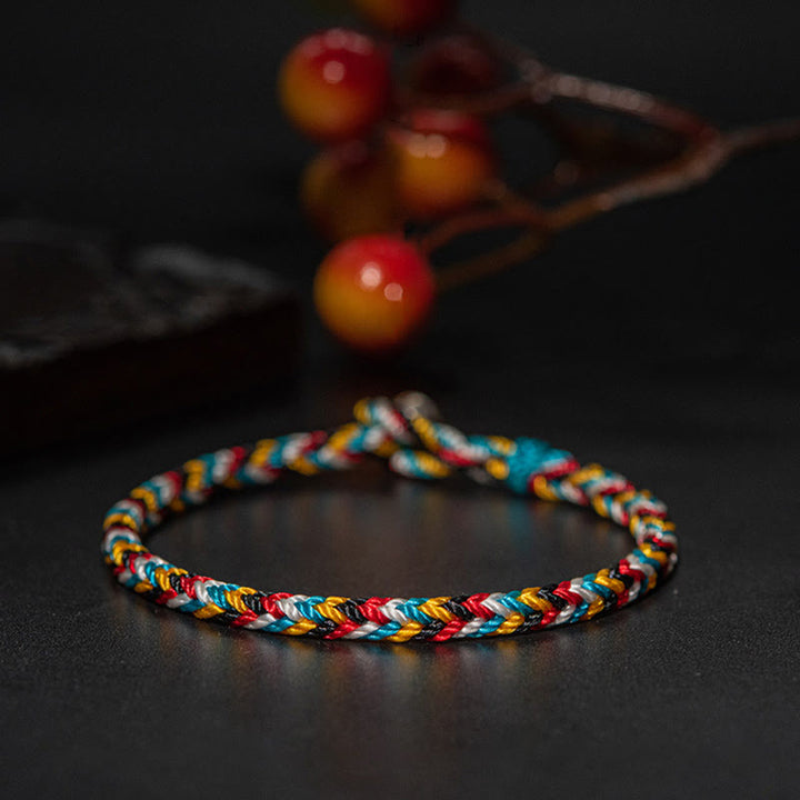 Tibet Handmade Five Color Thread Protection Braid String Bracelet