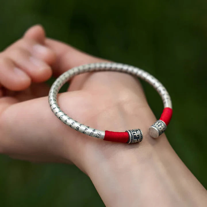 Tibet Om Mani Padme Hum Luck Red String Bracelet Bangle